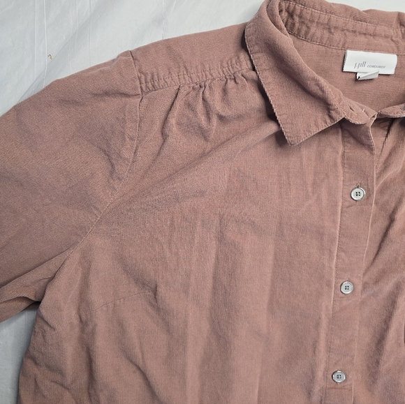 J. Jill Corduroy Button Up Shirt Blush Pink Relaxed Fit Cotton Blend L - Picture 7 of 12